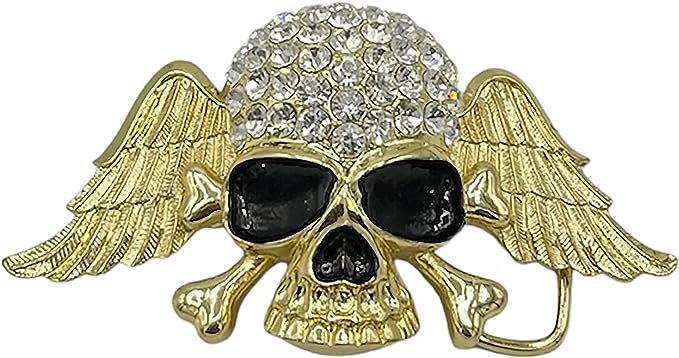 Hip Hop Iced Belt Buckle (Skull Wing GD)