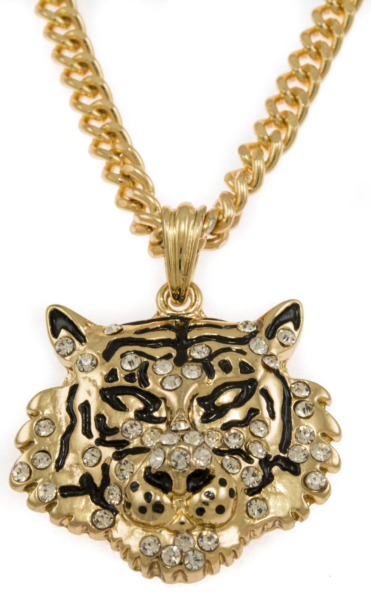 GIFTS INFINITY Gold Tone Tiger Face Men's Pendant – Includes Free 24” Chain