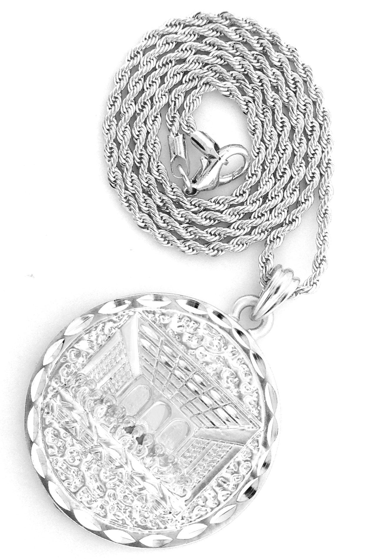 GIFTS INFINITY Silver Tone Brush Matt Finish Last Super of Christ Pendant Necklace Free 24" Rope chain,