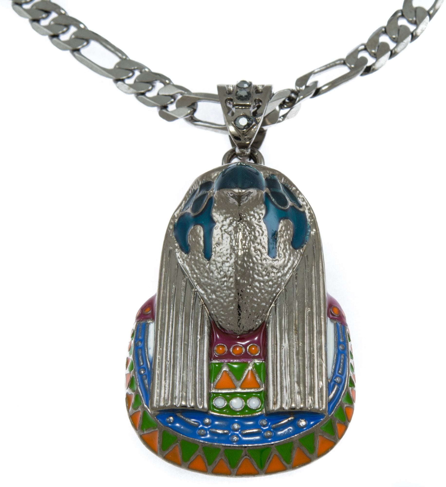 GIFTS INFINITY Hematite Black Tone Egyptian Horus God of Kings Pendant – Free 24” Chain for Men