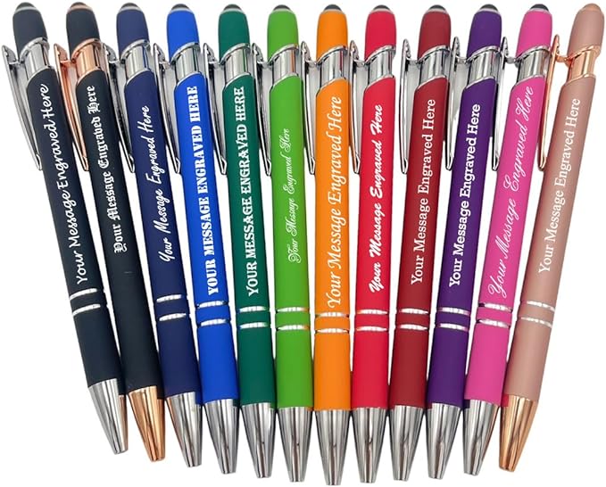 GIFTS INFINITY Personalized Metal Ball Point Pen Stylus Engraving Set of 12