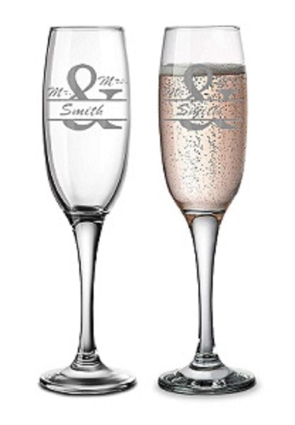 GIFTS INFINITY Engraved Bride and Groom Wedding Champagne Flutes Set of 2 Personalized Toasting Glasses (Mr & Mrs)