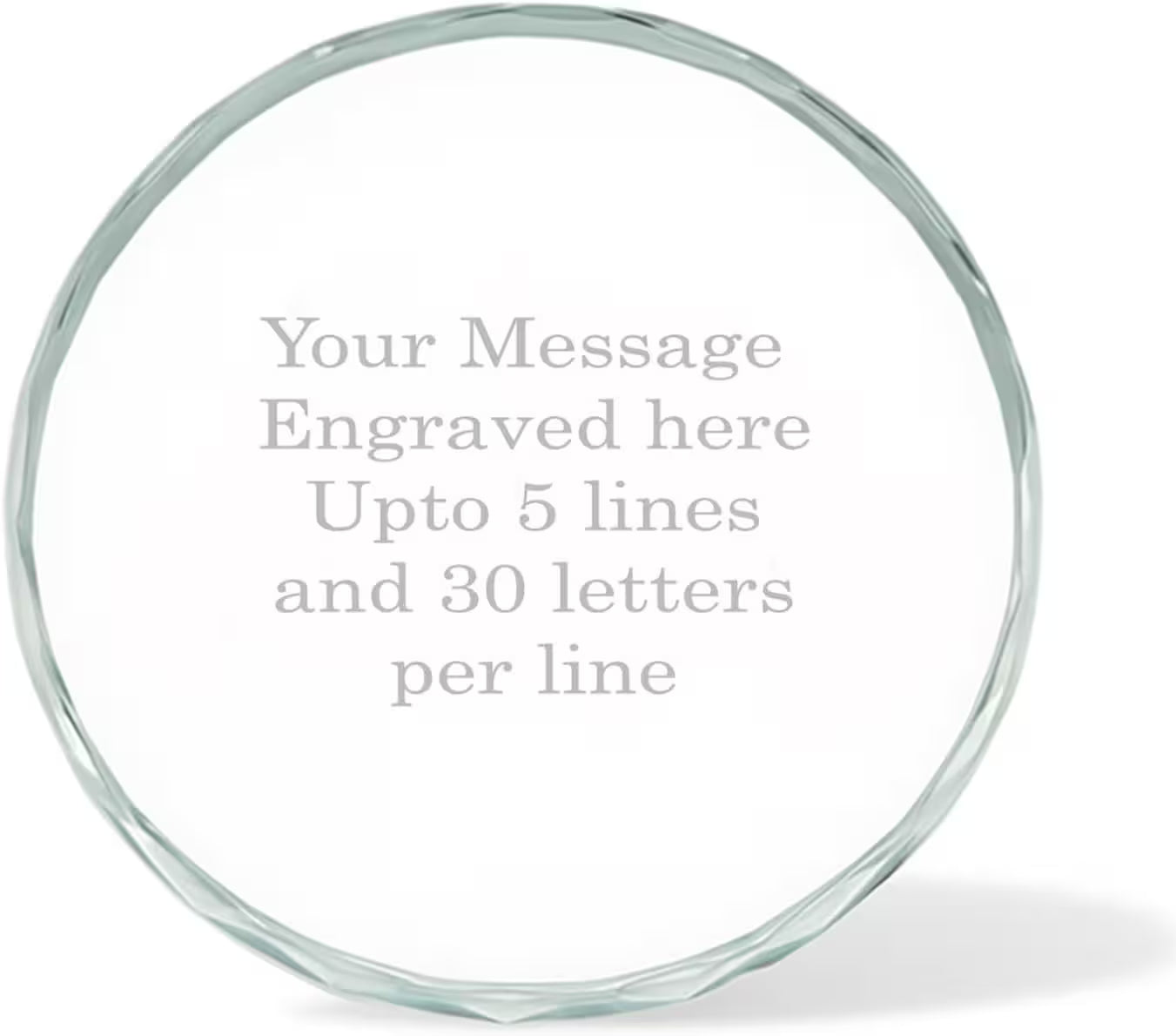 Custom Engraved Round Crystal Glass Paperweight – Personalized Gift for Anniversary, Wedding, or Corporate Recognition