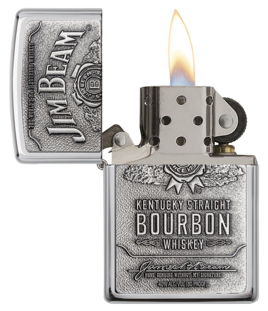250JB, Jim Beam Bourbon Whiskey Emblem, High Polish Chrome Finish, Classic Case