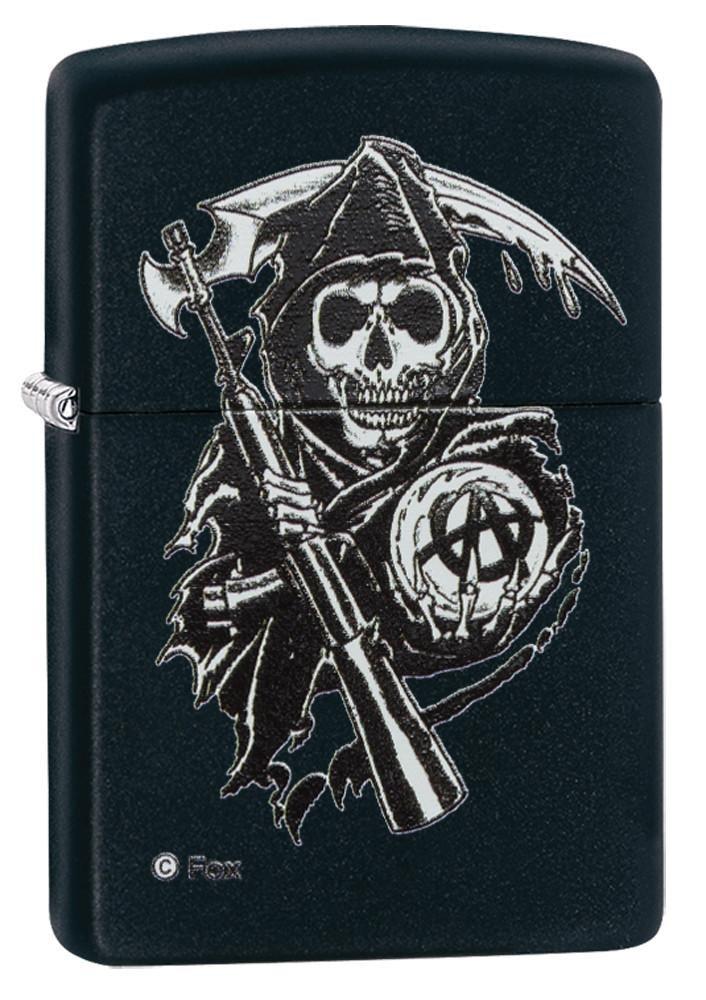 28504, Sons of Anarchy with Grim Reaper, Weapon, & Anarchy Crystal Ball, Color Image, Black Matte Finish