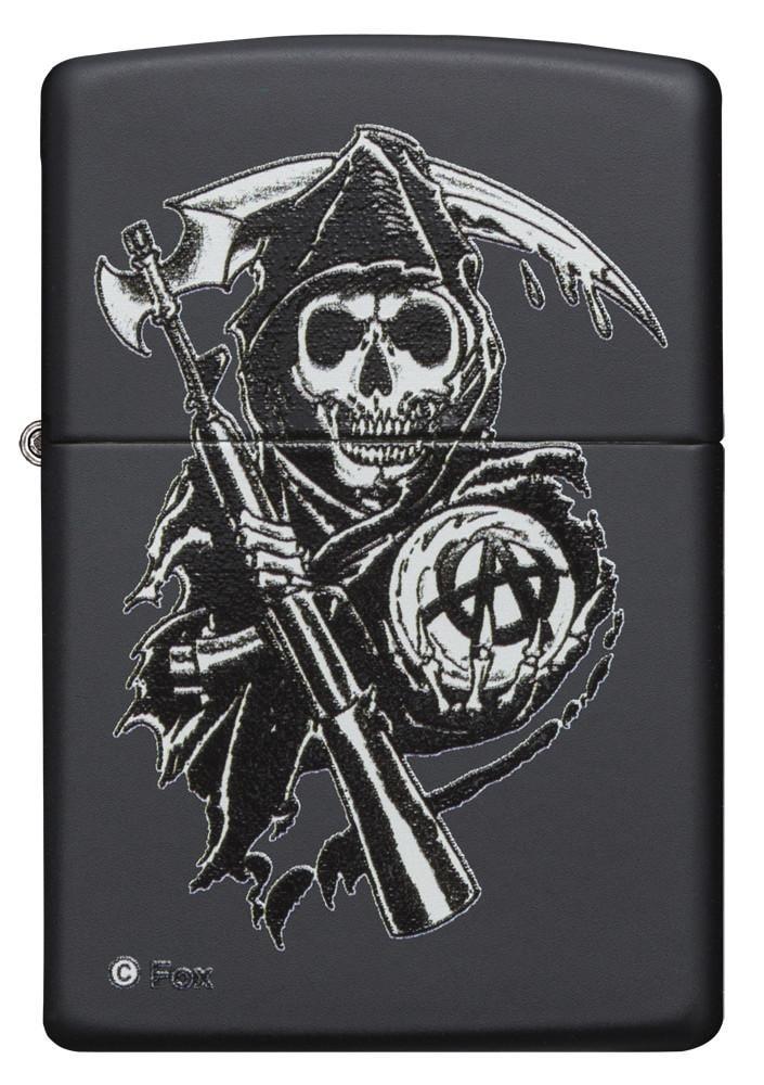 28504, Sons of Anarchy with Grim Reaper, Weapon, & Anarchy Crystal Ball, Color Image, Black Matte Finish