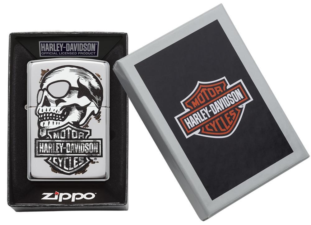 29281, Harley-Davidson Tattoo Skull, Color Image, High Polish Chrome, Classic Case