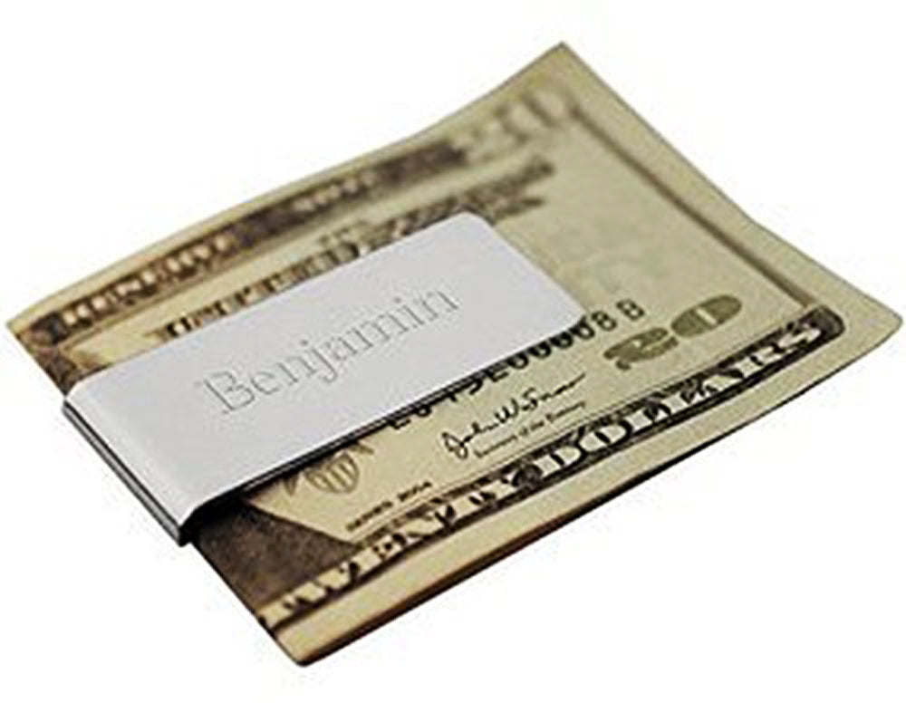 Personalized Metal Money Clip Free Engraving Silver Tone