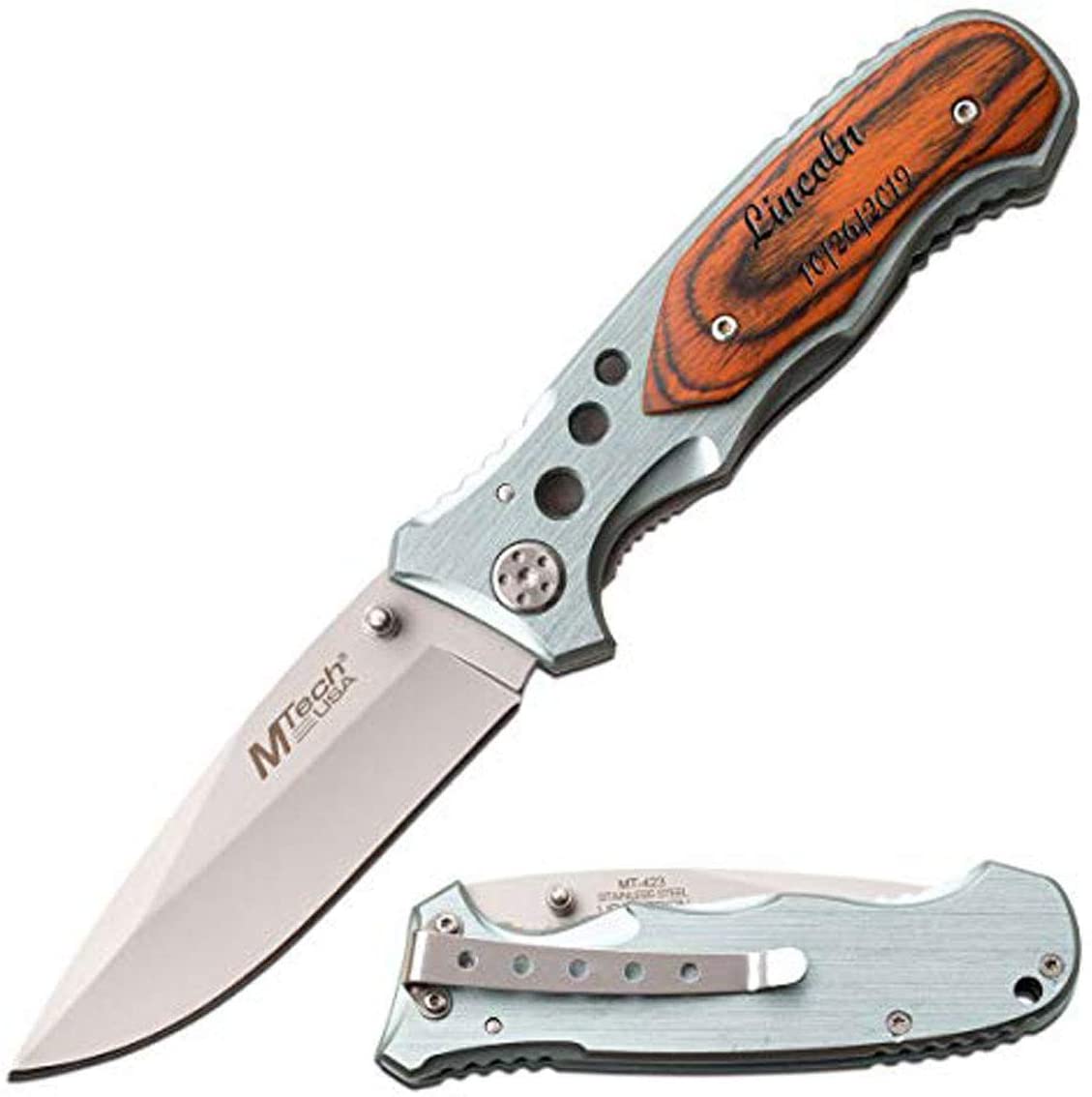 GIFTS INFINITY Personalized 4.5" Pocket Knife Engraved for Men Tactical Assisted Opening Knives with Pocket Clip