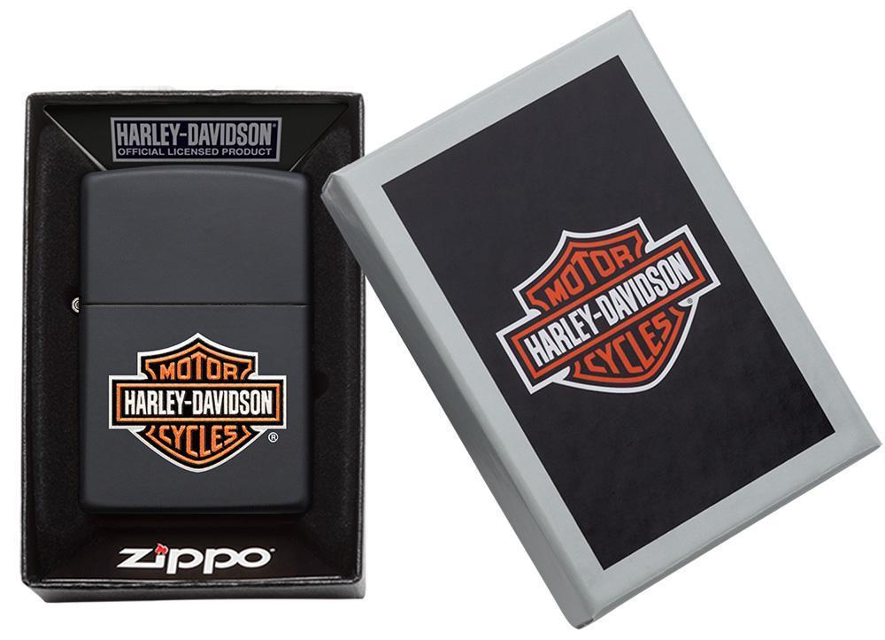Harley-Davidson® Texture Print Classic Logo Black Matte Lighter in packaging