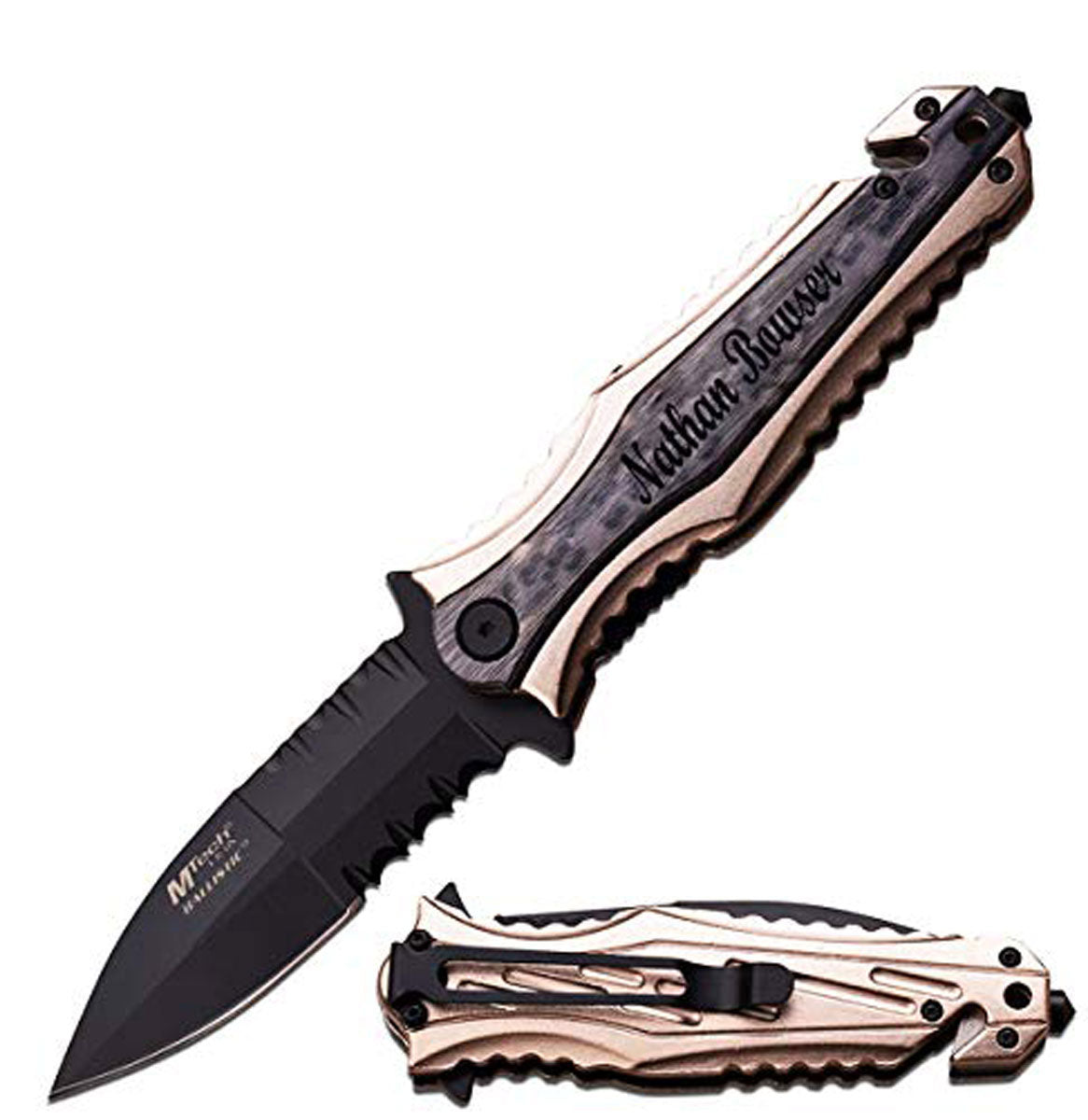 GIFTS INFINITY 5-in-1 Dispatcher 4.5" Tactical Knife with Glass Breaker, Seatbelt Cutter, Serrated Blade, Emergency Tool