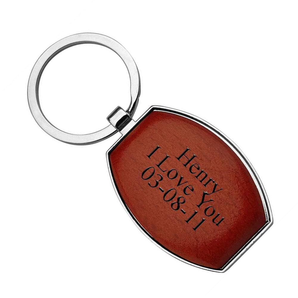 Octagon Wooden Personalized Key Chains Free Laser Engraving