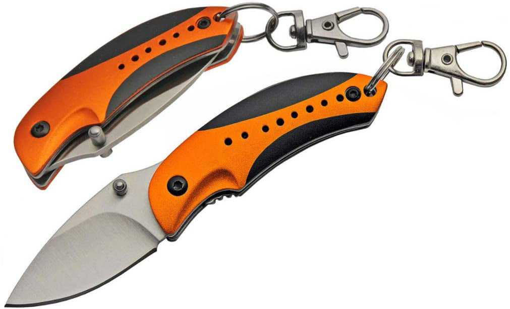 GIFTS INFINITY Personalized Laser Engraved 4.75" Camper Orange Pocket Knife with Stonewashed Blade and Thumb Stud Opener