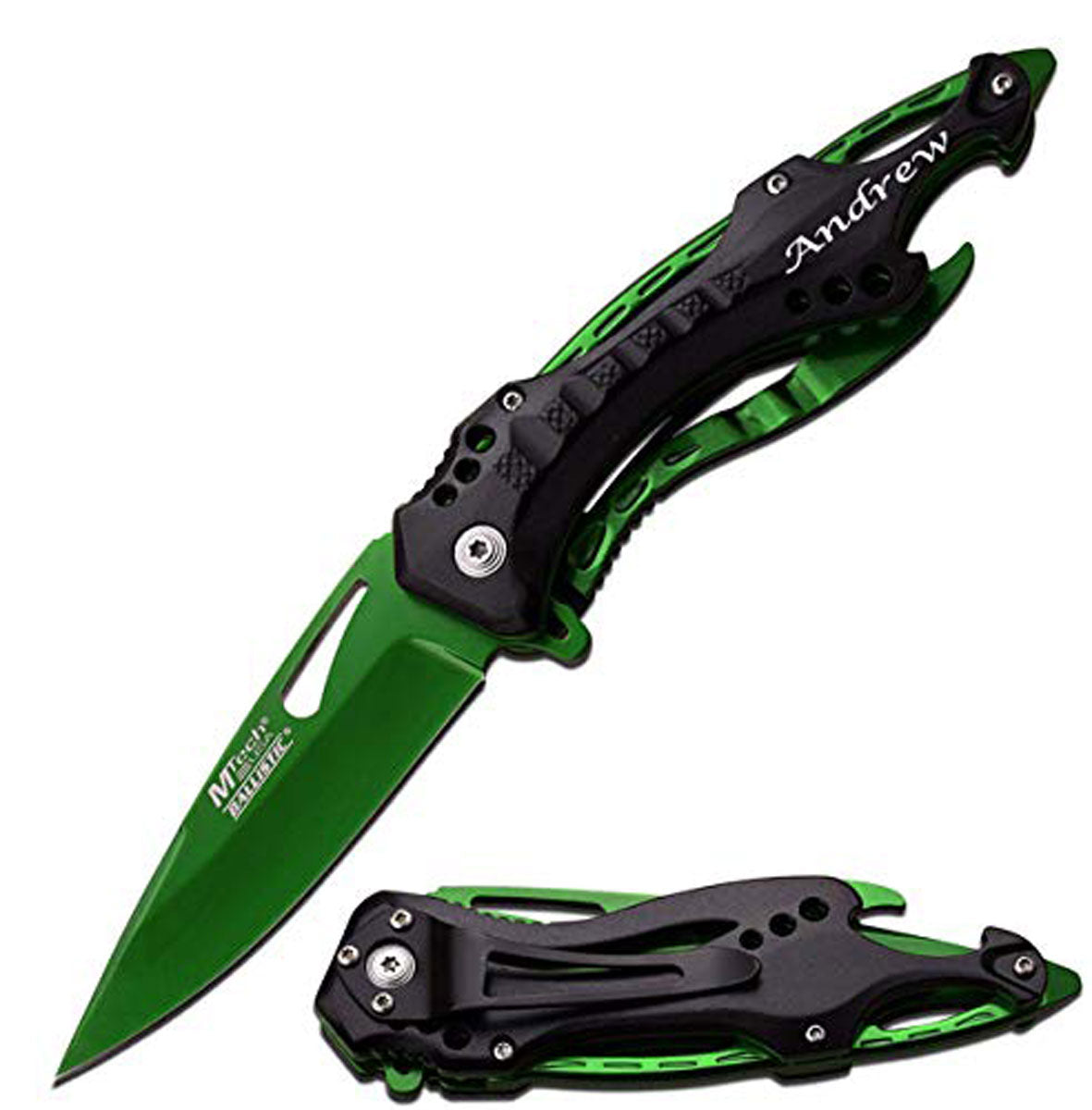 GIFTS INFINITY 4.5" Closed Personalized Engraved Folding Pocket Knife, Green Color Stainless Steel Tactical Blade Knife