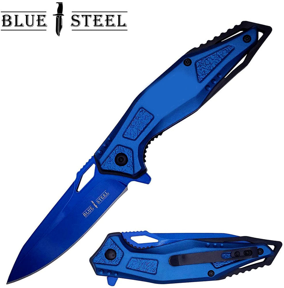 Blue TACTICAL FOLDING KNIFE 4.5