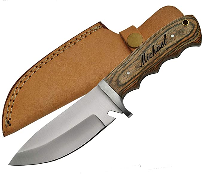 GIFTS INFINITY 9" Overall Fixed Blade Knife with Sheath, Tang Camping Knife with Stainless Steel Blade, Non-Slip Wooden Handle