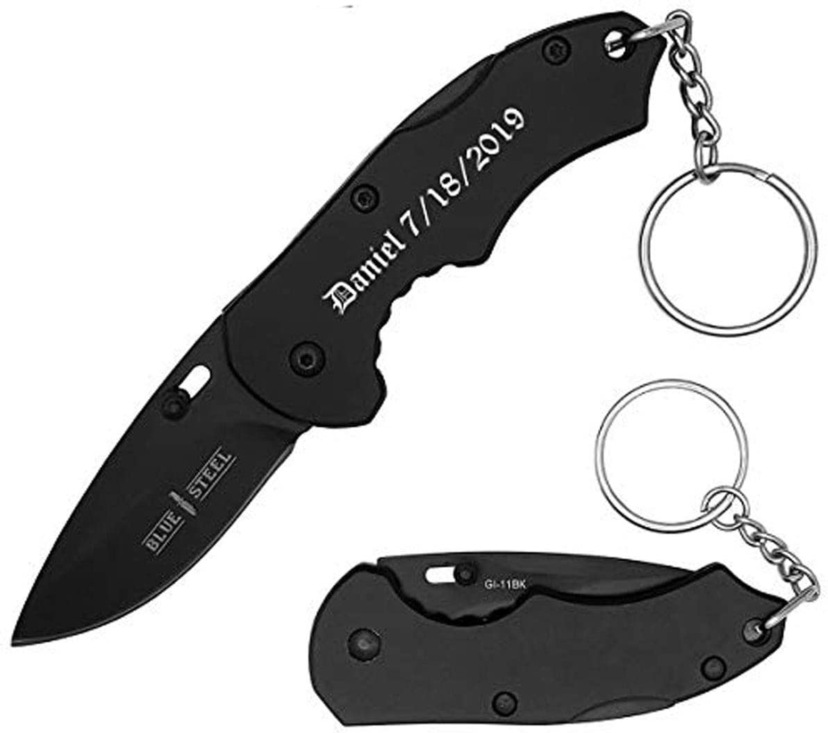 GIFTS INFINITY Personalized Laser Engraved 5″ Pocket Knife, Extreme S.S. Folding Knife with Fine Edge Blade and Survival