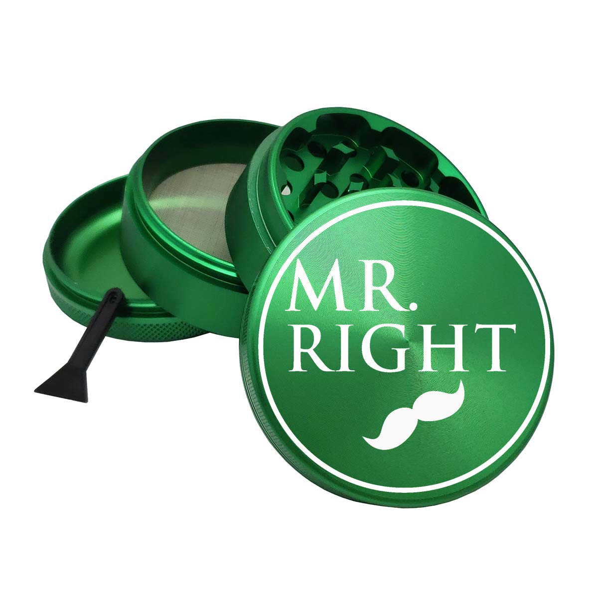 Mr Right 65mm Green Metal Spice Herb 4 Part Green Grinders