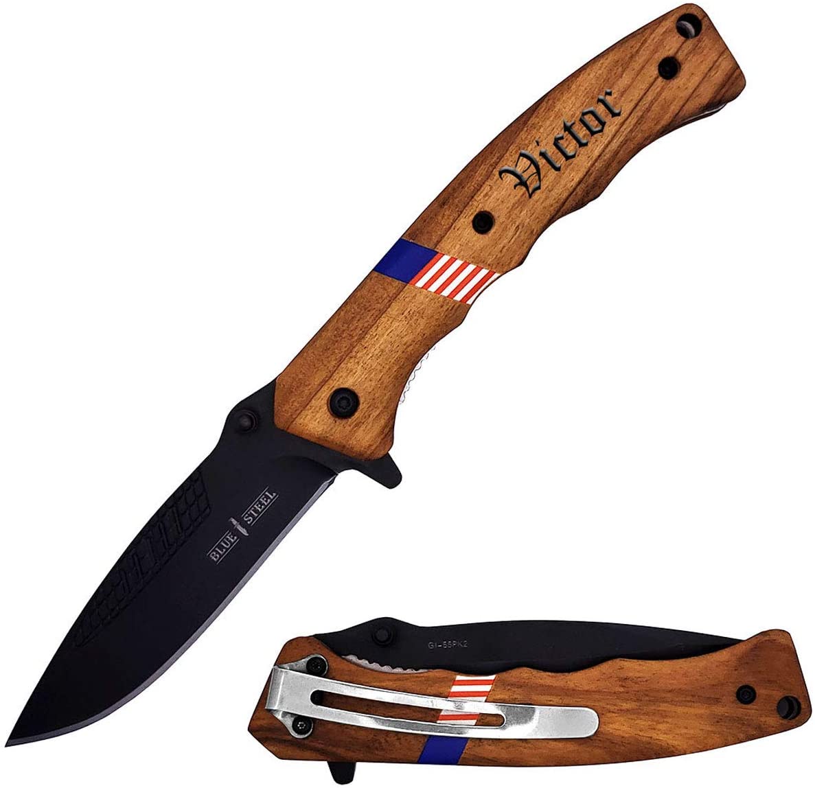 GIFTS INFINITY 8" Overall Custom Engraved Pocket Knife for Camping, Hunting - Personalized Gift
