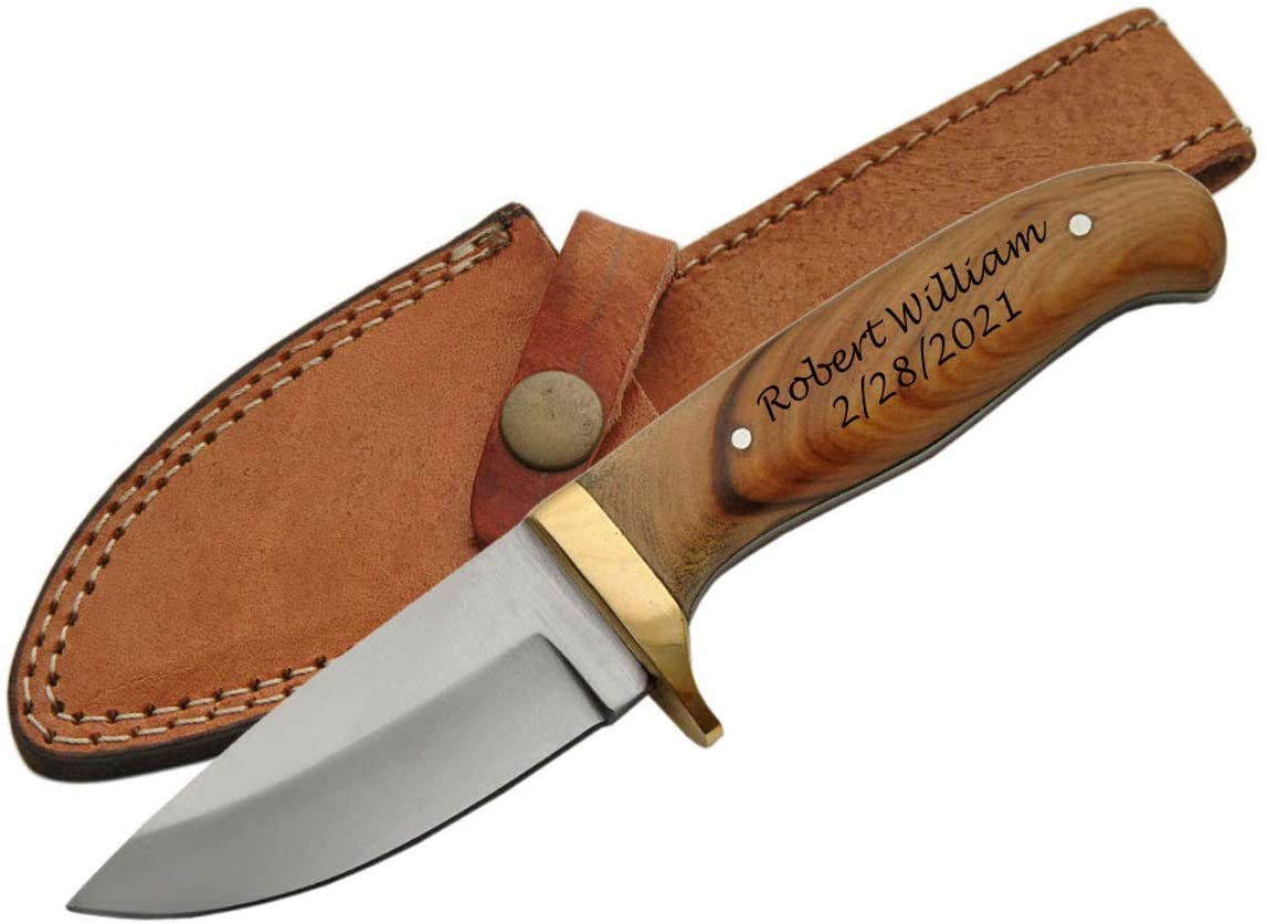 GIFTS INFINITY 7.5" Fixed Blade Knife, Full Tang Hunting Knife with Wood Handle for Outdoors, Survival, Sheath Included
