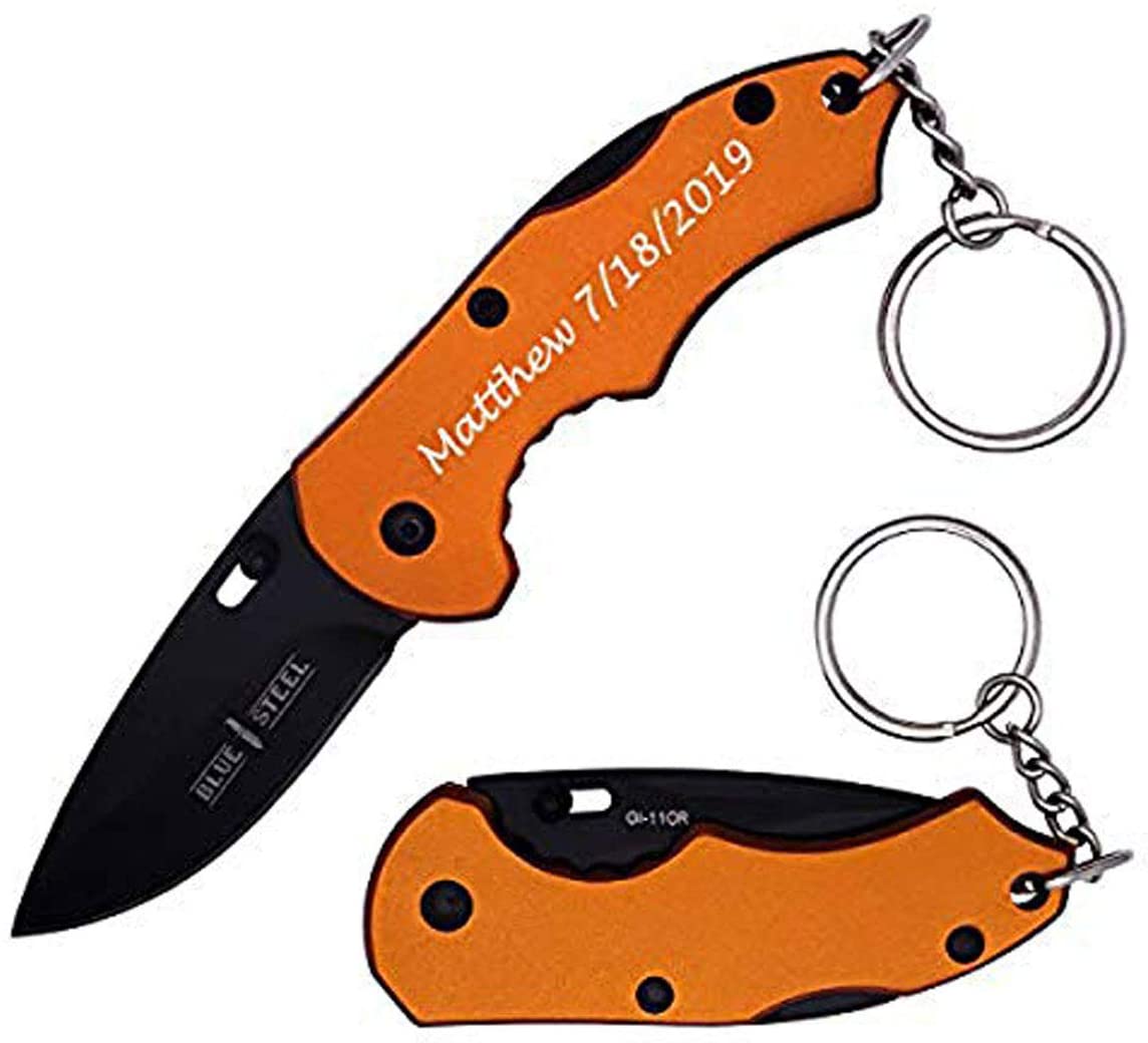GIFTS INFINITY Personalized Laser Engraved 5″ Overall Pocket Knife, Father's Day, Groomsmen Gift, Gifts for Men
