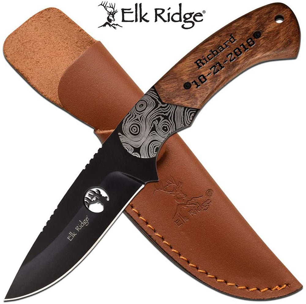 GIFTS INFINITY 8" Overall Fixed Blade Knife with Sheath, Hunting Knife with Stainless Steel Blade, Non-Slip Wooden Handle