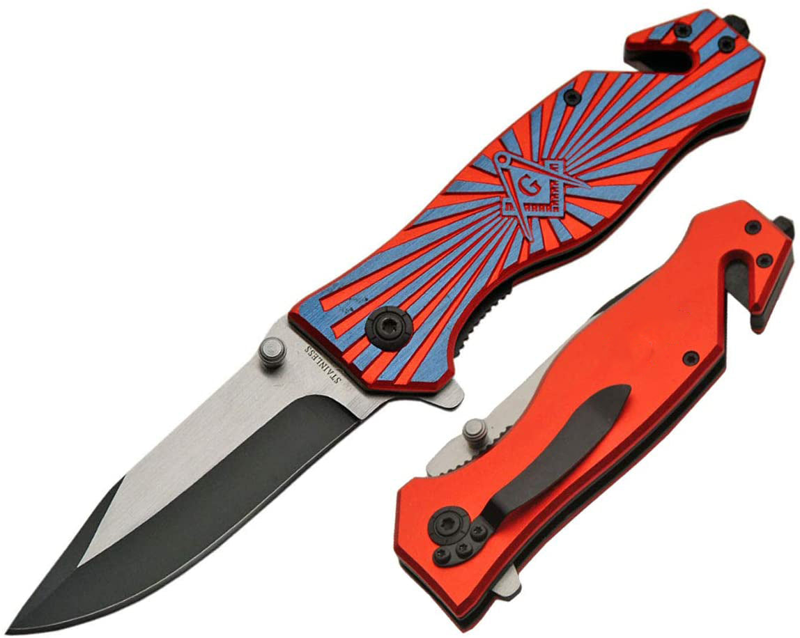 4.5" RED/BLUE MASON FOLDING KNIFE