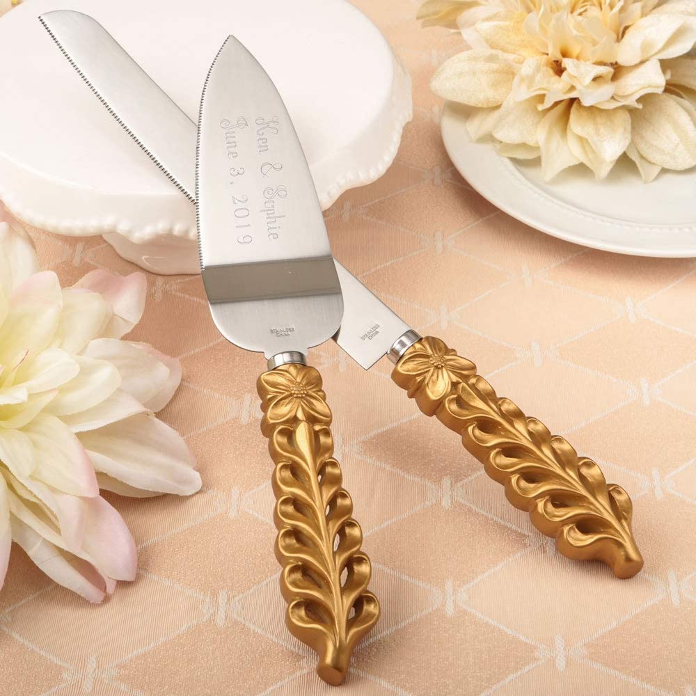 GIFTS INFINITY 12" Personalized Wedding Cake Knife and 10" Server Set Free Engraving - Christmas & Halloween Day Gift