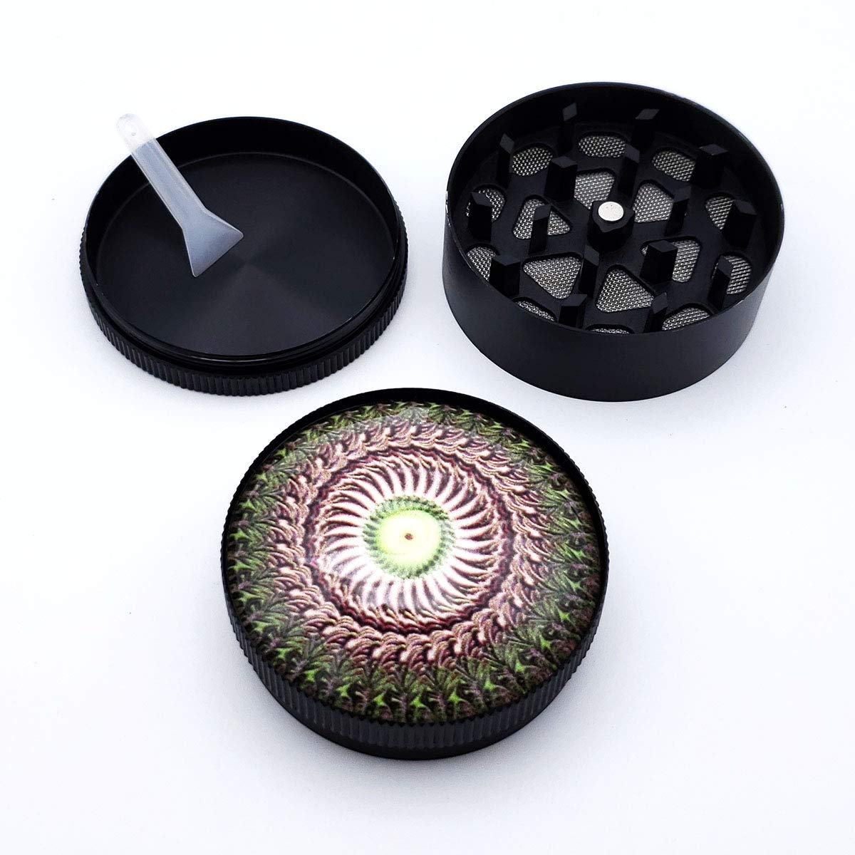 Herb Grinder 2.2 Inches 4 Piece Metal Grinder, Abstract