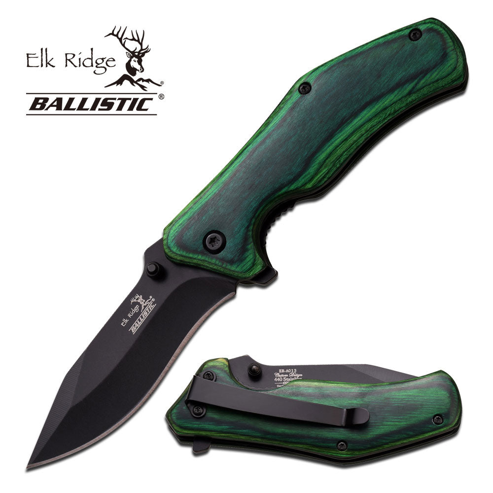 GIFTS INFINITY Folding Pocket Knife, 4.1" Closed, 2.9" 2.8MM Thick Stainless Steel Blade with Green Color Wood Handle