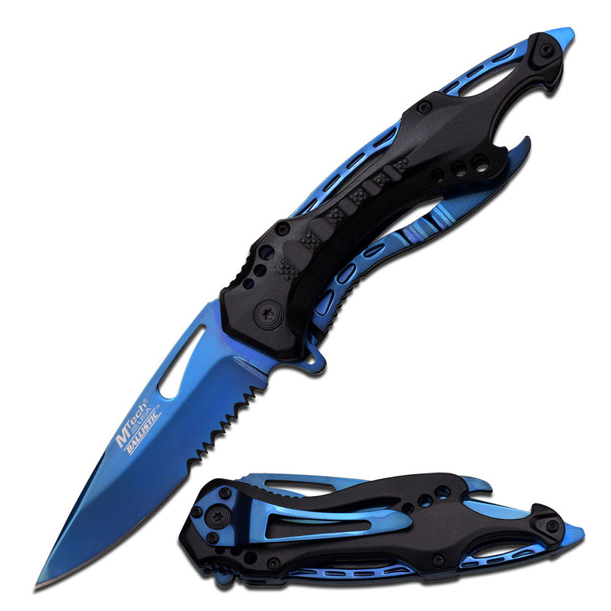 GIFTS INFINITY 4.5" Closed Personalized Engraved Folding Pocket Knife, Blue Sharp Stainless Steel Blade With Black Aluminum Handle