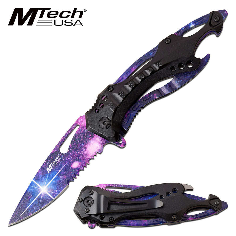 GIFTS INFINITY 4.5" Closed Personalized Engraved Folding Pocket Knife, Galaxy Design Print Stainless Steel Tactical Blade Knife