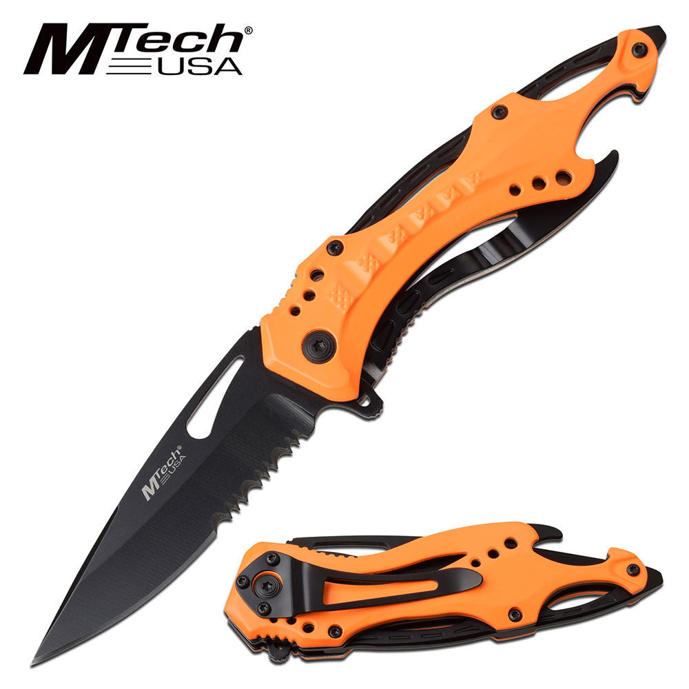 GIFTS INFINITY 4.5" Closed Personalized Engraved Folding Pocket Knife, Black Stainless Steel Tactical Blade Knife with Orange Handle