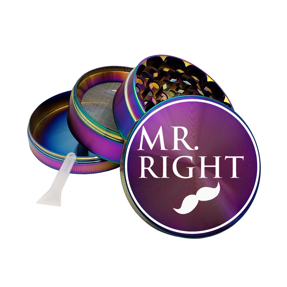 Mr Right 65mm Green Metal Spice Herb 4 Part Rainbow Grinders