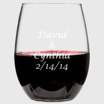 Stemless Wine Glass 3 Initial Free Engraving