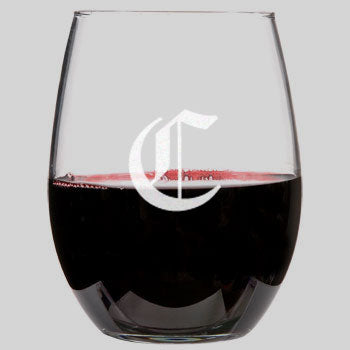 Stemless Wine Glass 3 Initial Free Engraving