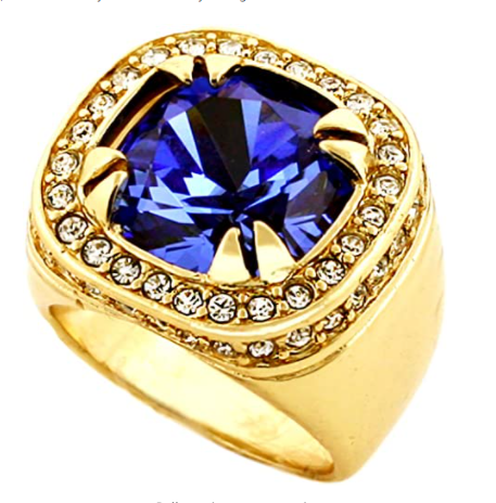Gifts Infinity Gold Tone Synthetic Blue Round CZ Stone Mens Style Ring Vintage Mens Stainless Steel Biker Celtic Band