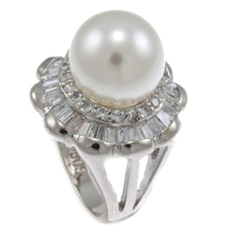 Gifts Infinity Freshwater Sterling Silver Tone Round Cultured Pearl Ring For Women - Queen Oyster Pearl Swarovski Ring